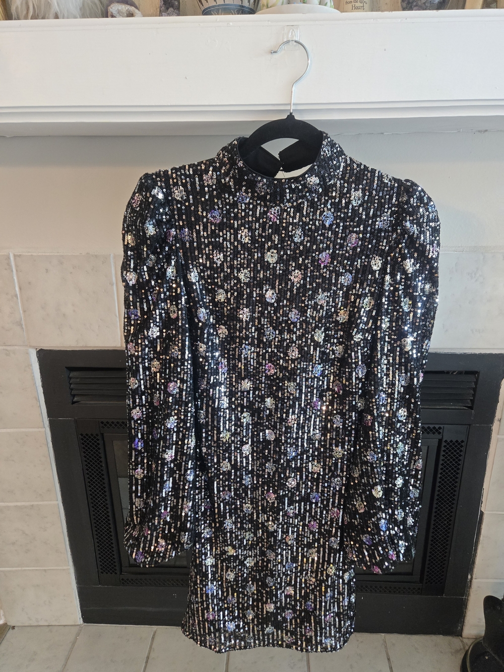 Lulu's Black Knotted Strap Sequin Mini Dress